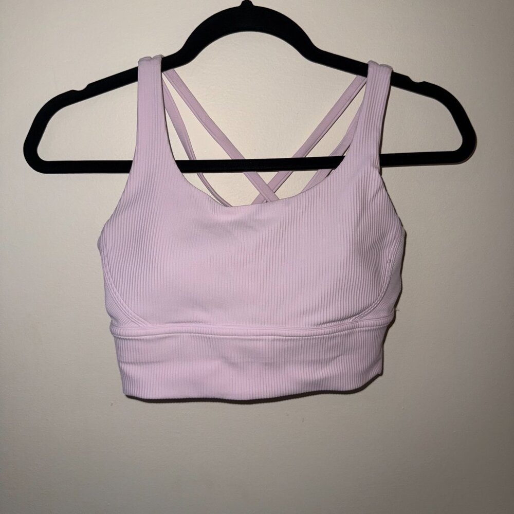 Lululemon Energy Longline Ribbed Sports Bra - Meadowsweet Pink Size 6